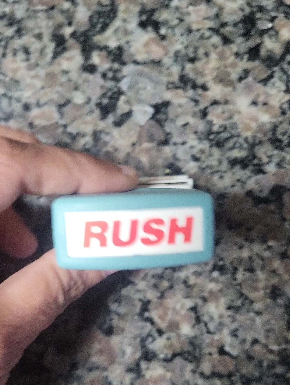 Blue 'RUSH' Pocket Stamp by X Stamper used but good working condition